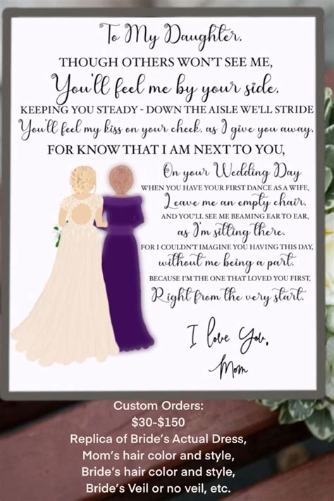 To My Daughter Wedding Poem From Mother That Is Deceased And In Heaven Or Lives Far Away And