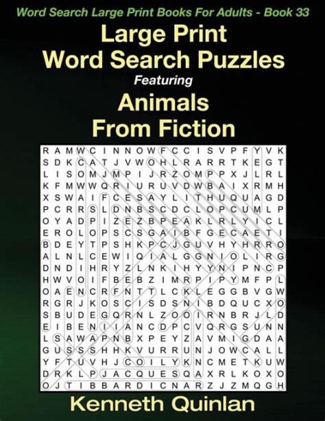 Large Print Word Search Puzzles Featuring Animals From