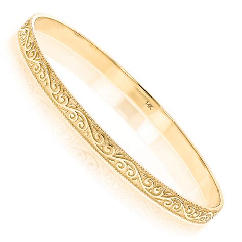 Luxurman Solid 14k Yellow Gold Bangle Bracelet For Women In Gold 000528