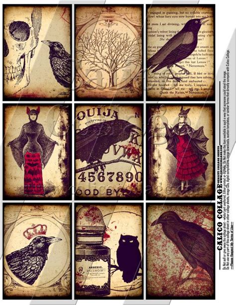 New Gothic 2 Digital Collage Sheet 25x35 Aceo By Calicocollage 375
