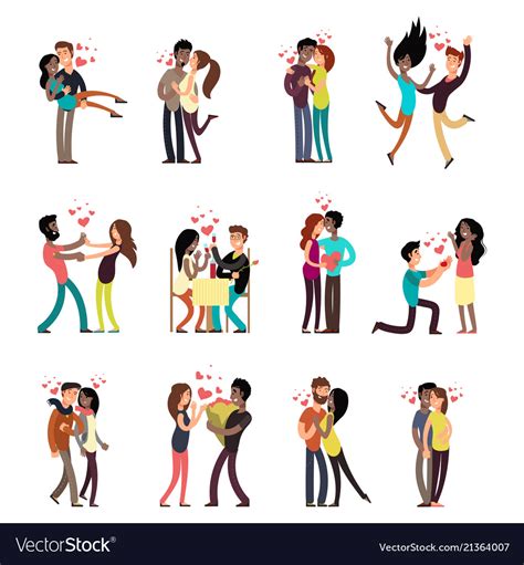 Happy Young Interracial Couples In Love Royalty Free Vector