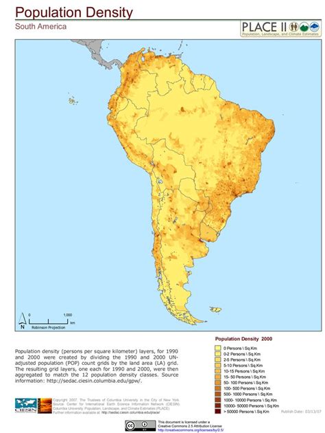 South America Population Density 2000 South America America Density