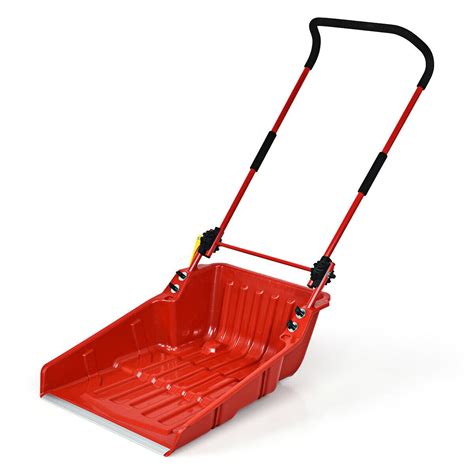 Folding Snow Pusher Scoop Shovel With Wheels And Handle Shovel Snow