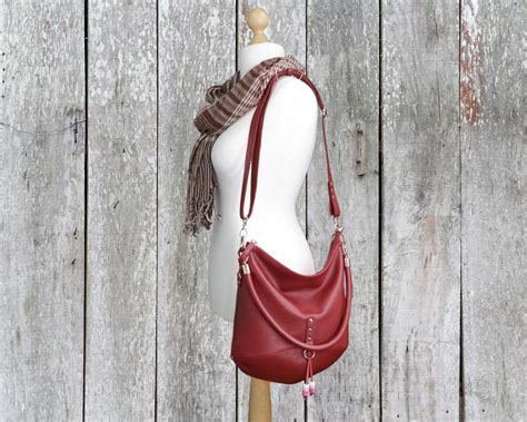 Red Leather Hobo Bag Crossbody Women Shoulder Bag Large Etsy