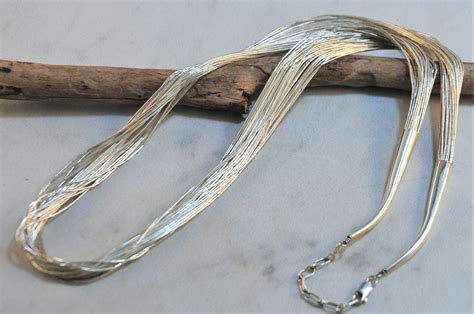 30 Strand Sterling Liquid Silver Native American Necklace Etsy