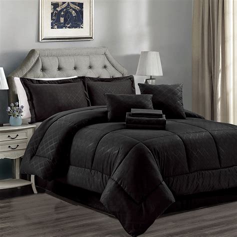 JML 10 Piece Down Alternative Comforter Set Bed In A Bag Queen Black