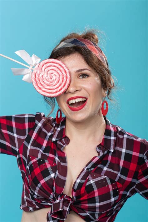 Sexy Pinup Model Holding Lollipop Stock Photos Free Royalty Free