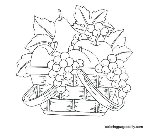 Apples In A Basket Coloring Pages