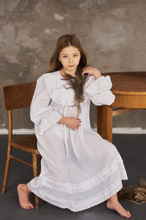 Custom Victorian Soft Nightgown For Girls 100 Cotton And Lace Soft