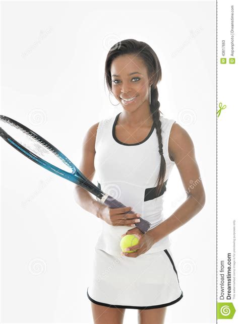 Stunning Young African American Tennis Player Stock Image