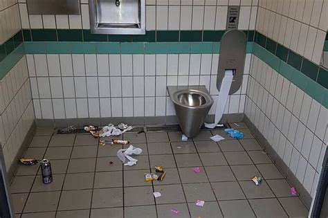 Picture Shows Condoms And Rubbish Left In Filthy Public Toilet In