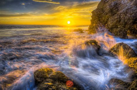 Malibu Sea Cave Sunset Red Orange Yellow Clouds El Mata Flickr