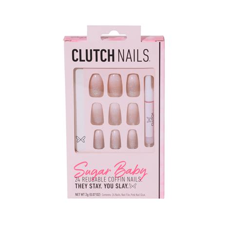 Clutch Nails Sugar Baby Glitter False Nails Fake Nails With Glue Set
