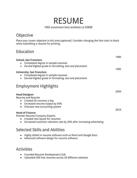 First Job Resume Objective Examples Free Resume Examples