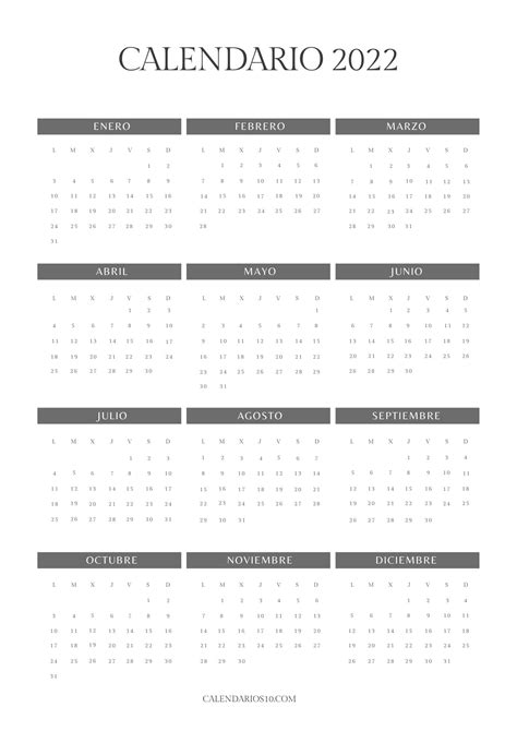 Calendarios Para Imprimir Gratis 2022 Por Mes