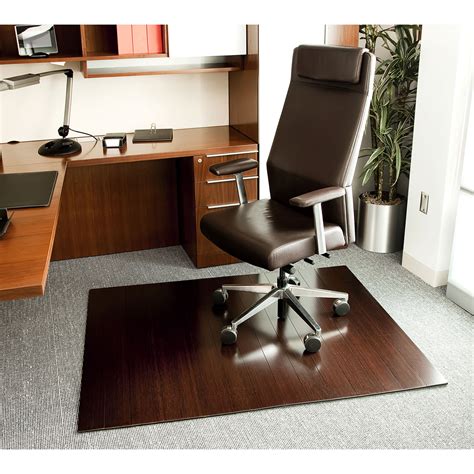 Rolling your chair over a chair mat takes 80 percent less work than rolling it over a carpeted surface. Dark Cherry Bamboo Roll-Up Office Chair Mats with 4 Inch ...