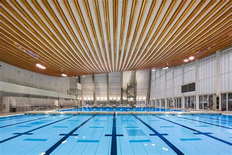 Featuring the longest span timber catenary roof built to date, this project is a multiple international award winner. Western Archrib grandview heights aquatic centre 3