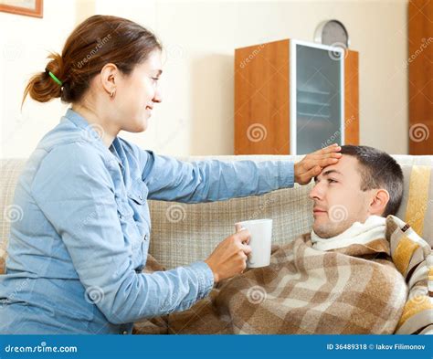 Man Caring For Sick Wife Son Helps Him Royalty Free Stock Photo Cartoondealer Com