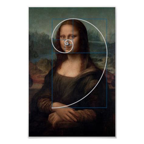 Mona Lisa Fibonacci Spiral Gold Ratio Poster Zazzle In 2023