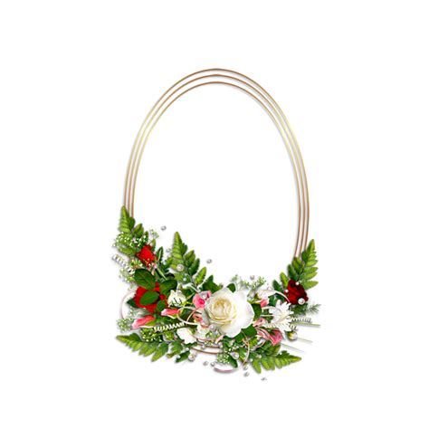 Circle Photo Frame With Flowers Decorate 12300593 PNG