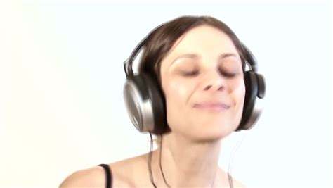 Sensual Topless Woman Dancing With Headphones On Her Head Stock Footage