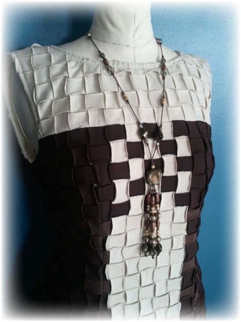 Upcycled Basket Weave T Shirt Party Dress Recyclart