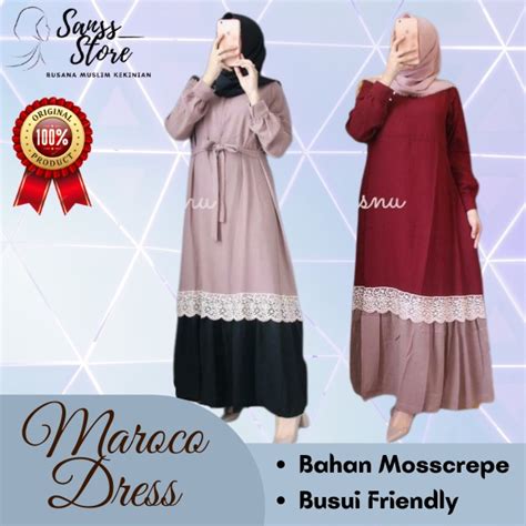 Jual New Baju Gamis Party Maroco Maxy Dress Muslimah Dres Wanita Muslim