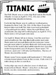 Free Titanic Reading Comprehension Packet | Reading comprehension ...