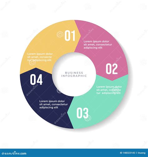 Gráfico De Sectores De 4 Pasos Flechas Del Círculo Infographic O Diagrama Circular Ilustración