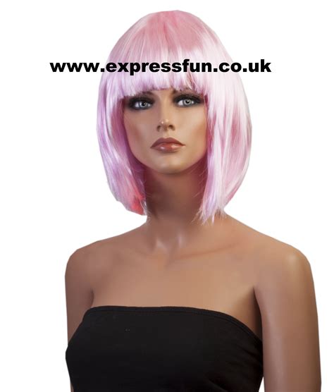 Pink Shoulder Length Bob Style Fancy Dress Wigs Fancy Dress Wigs Shoulder Length Bob Long