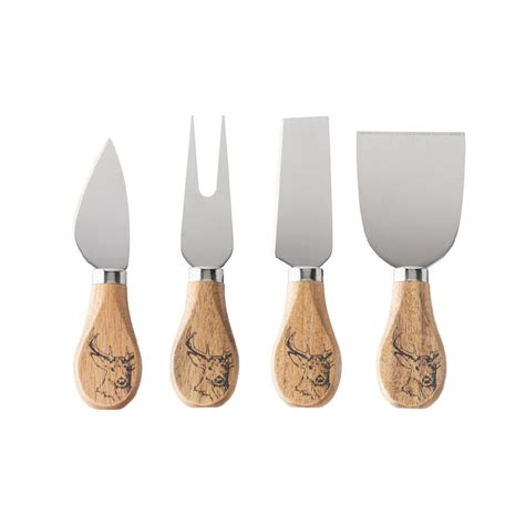 Buy Taylors Eye Witness 4 Piece Acacia Wood Stag Cheese Knife Set About Living