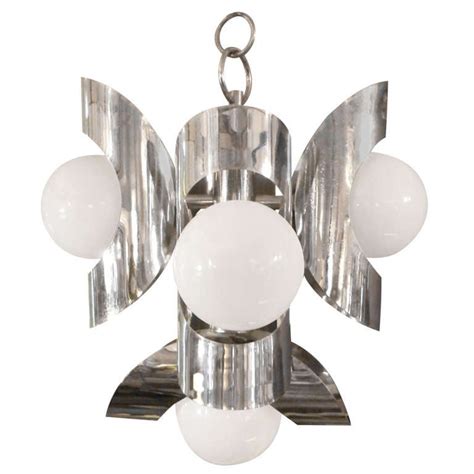 Vintage Mid Century Modern Polished Chrome Chandelier For Sale At 1stdibs