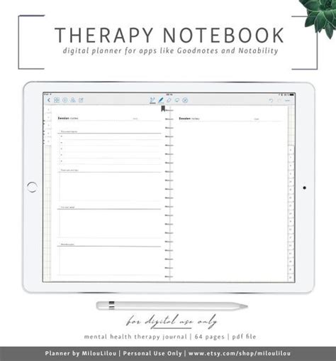 Therapy Notebook Goodnotes And Notability Digital Planner Etsy In