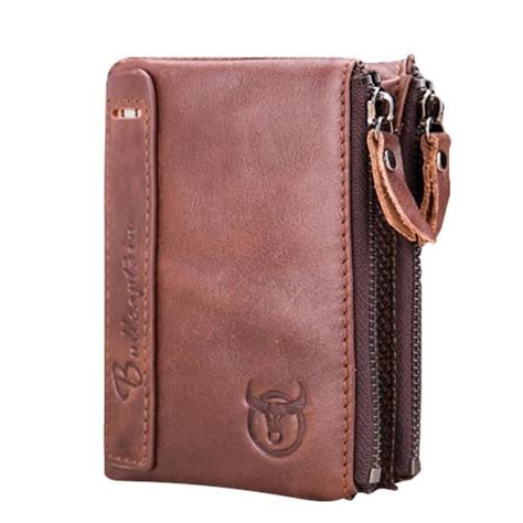 Bullcaptain Bifold Vintage En Cuir De Marque Hommes Portefeuilles En Cuir Argent Fermeture