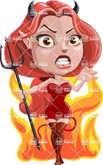 Cute Devil Girl Vector Cartoon Character 112 Poses Fire 2 Graphicmama