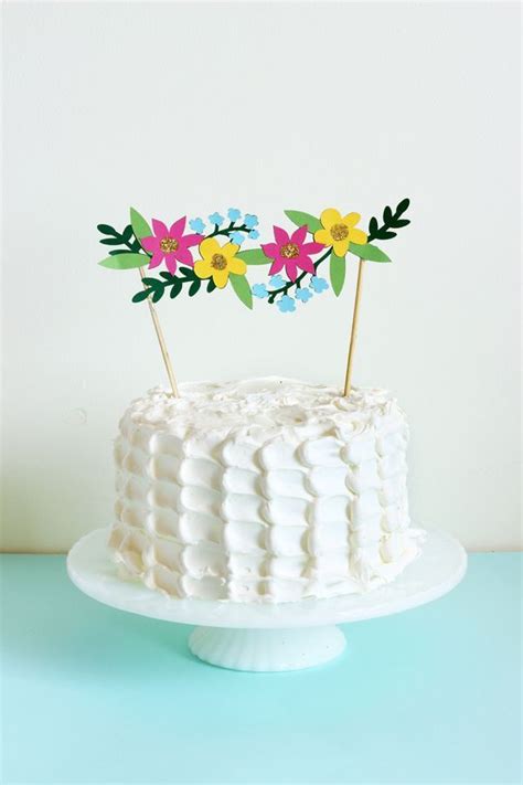 Simple Cake Topper Floral Cake Topper Cake Banner Topper Simple Cupcakes Cupcake Toppers