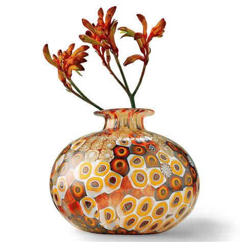 Murano Amber Millefiori Vase Gump S