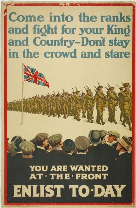 Enlist To Day King And Country Recruitment Poster Propaganda Posters