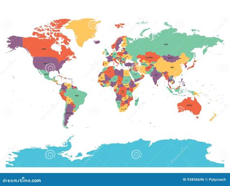 Mappa Politica Del Mondo Con Lantartide I Paesi In Quattro Colori