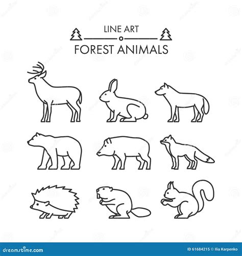 Outline Figures Of Forest Animals Stock Illustration Illustration Of