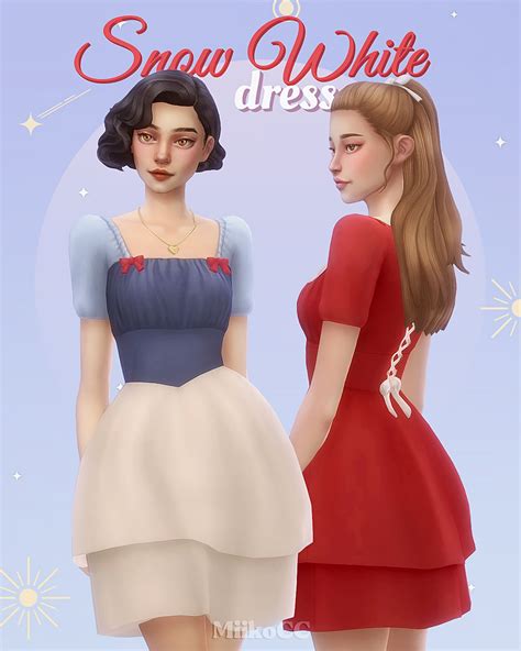 Snow White Dress Miiko On Patreon In 2023 Sims 4 Dresses Sims