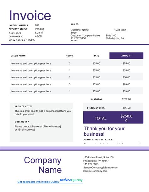 Free Download High Quality Invoice Template Excel Templates Service