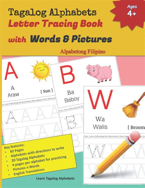 Buy Tagalog Alphabets Letter Tracing Book With Words And Pictures