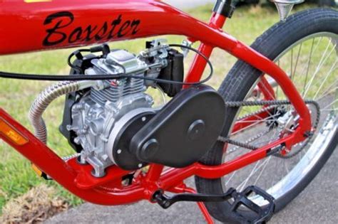 Motorized Gas Powered Bicycle With 49cc Huasheng 4 Stroke Red Ready To