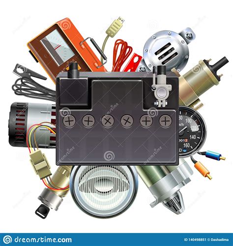 Free delivery and returns on ebay plus items for plus members. Vector Car Parts Concept With Car Battery Stock Vector ...