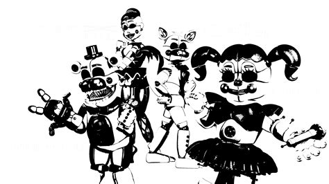 Black And White Of Five Nights At Freddys Sister Location 4k Hd Fnaf