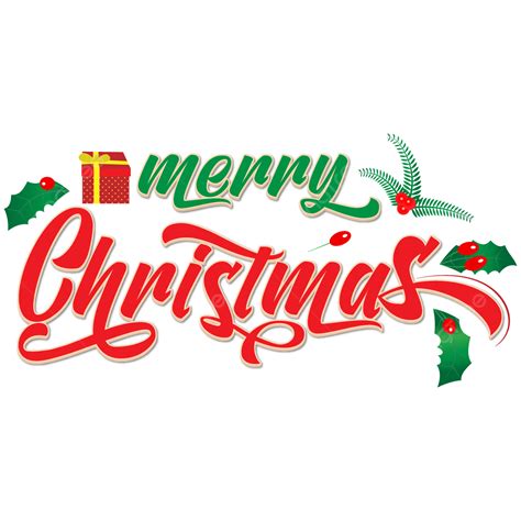 Merry Christmas Text Typography With Xmas Elements Transparent Merry