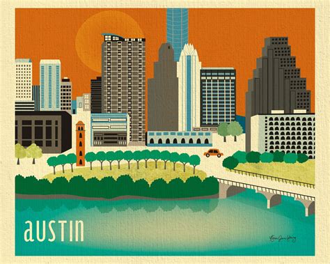 Austin, Texas | Austin skyline art, Austin skyline, Austin texas skyline