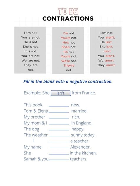 Ejercicio De The Verb To Be And Negative Contractions The Best Porn Website
