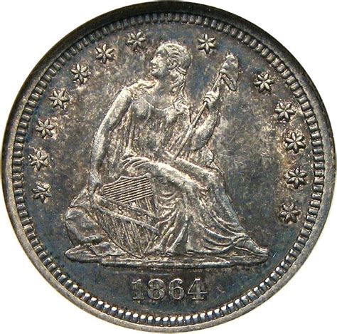 1864 25c Ms Seated Liberty Quarters Ngc